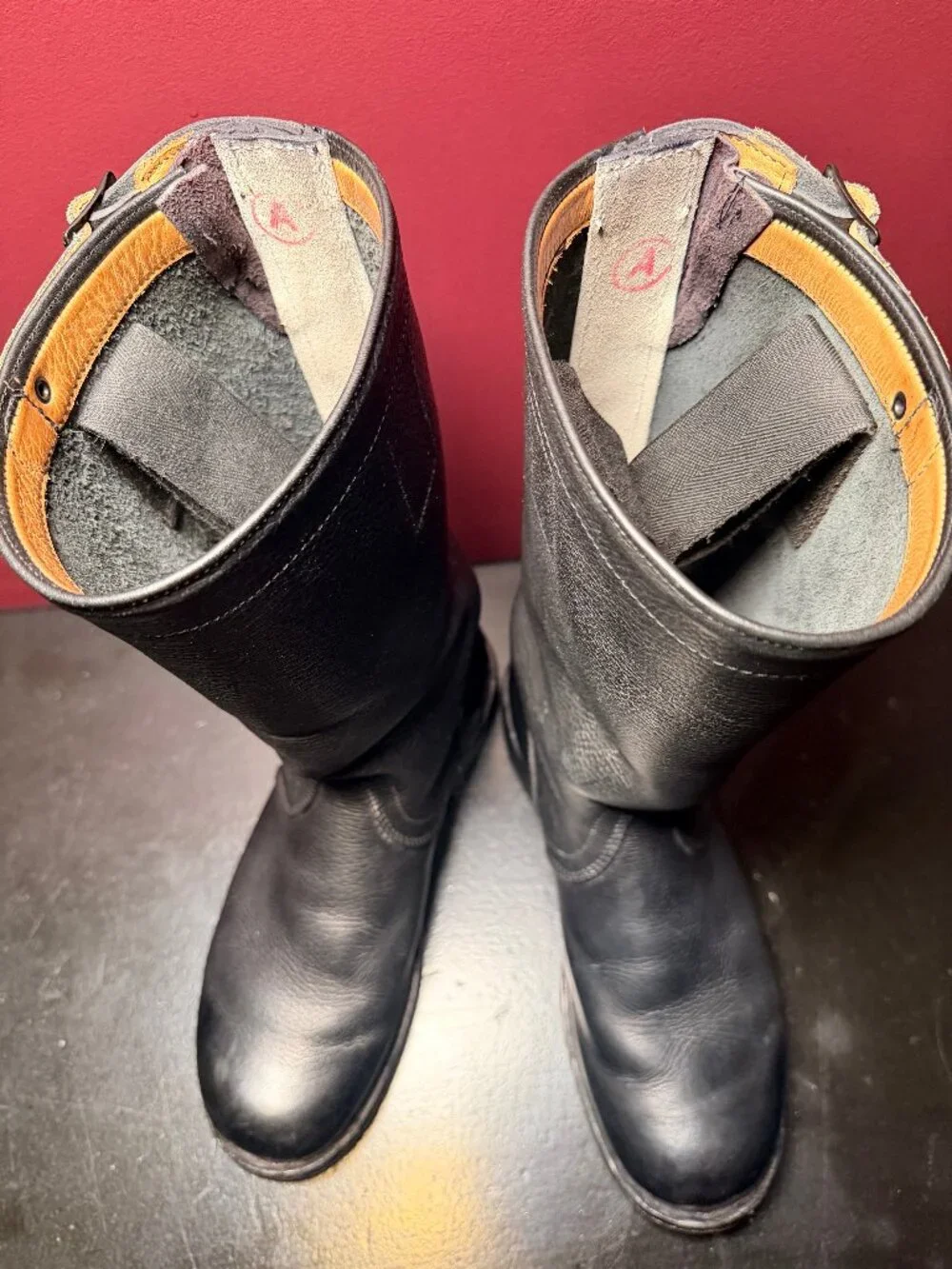 Vintage Black Leather Engineer Boots - Men's Size 8